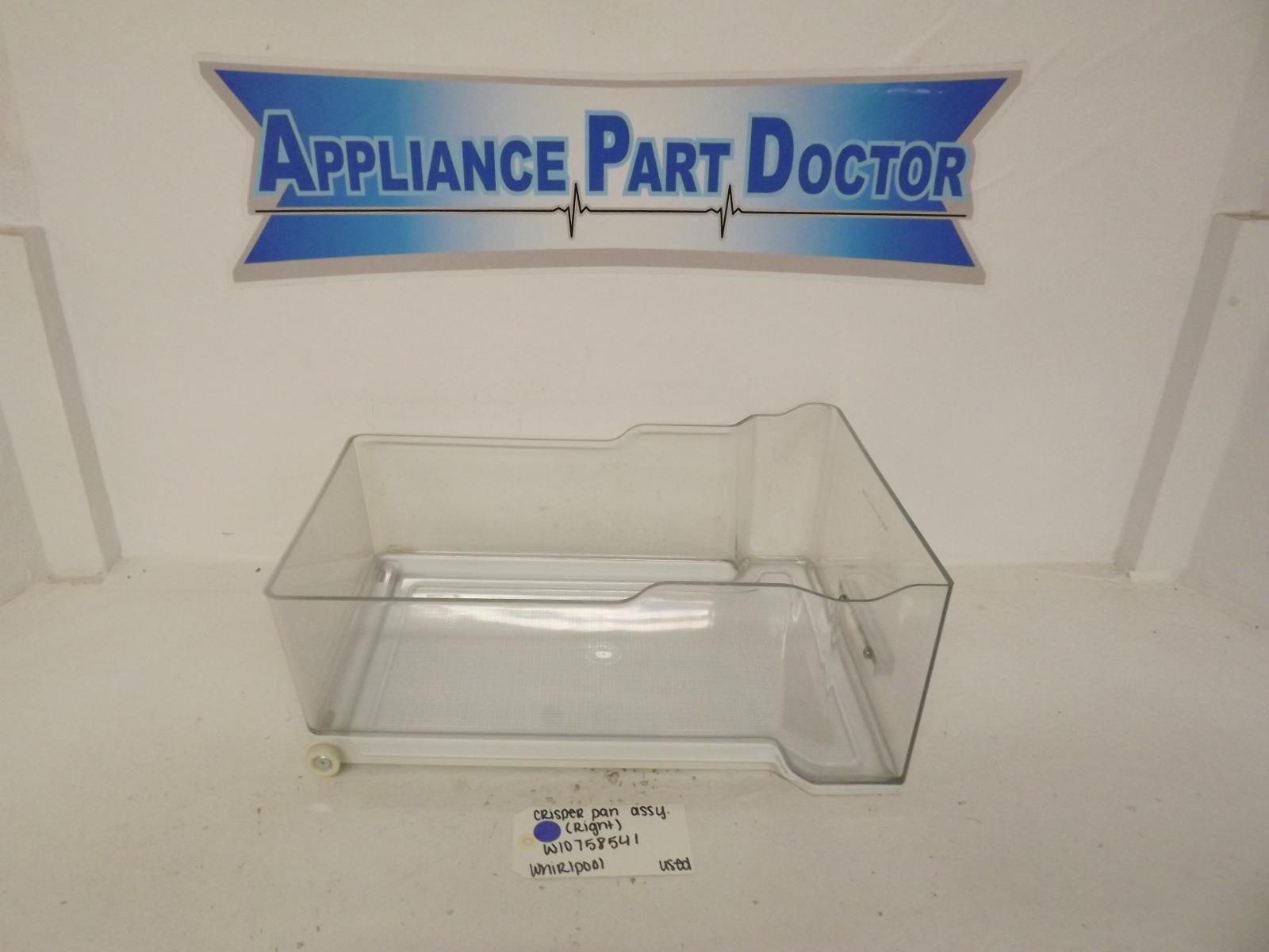 Whirlpool Refrigerator W10758541 Crisper Pan Assembly (Right) Used Whirlpool Refrigerator W10758541 Crisper Pan Assembly (Right) Used